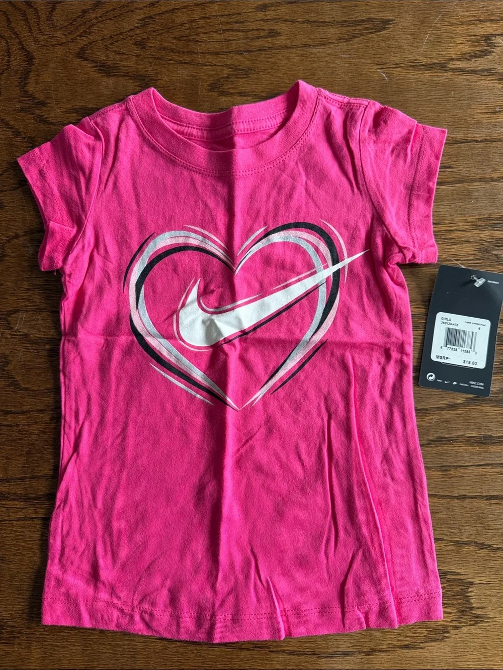 Nike Hot Pink Heart Swoosh Short Sleeve Tee